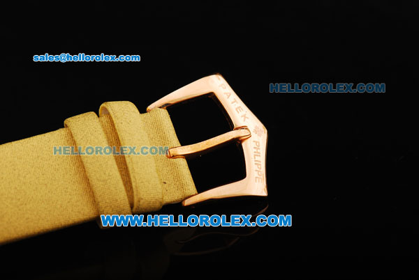 Patek Philippe Ref.4910 Swiss ETA Quartz Movement Rose Gold Case with White Dial and Diamond Bezel/Markers-Lady Model - Click Image to Close